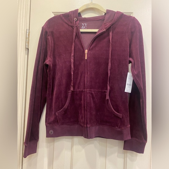 New York & Company Velour Zip Up Sweater - Picture 1 of 3